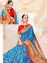 Turquoise Banarasi Art Silk Woven Saree